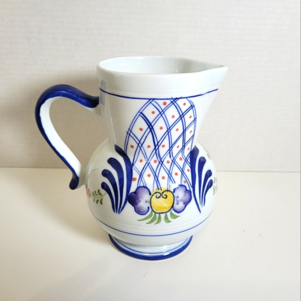 Vintage Andrea by Sadek Blue and White Pitcher